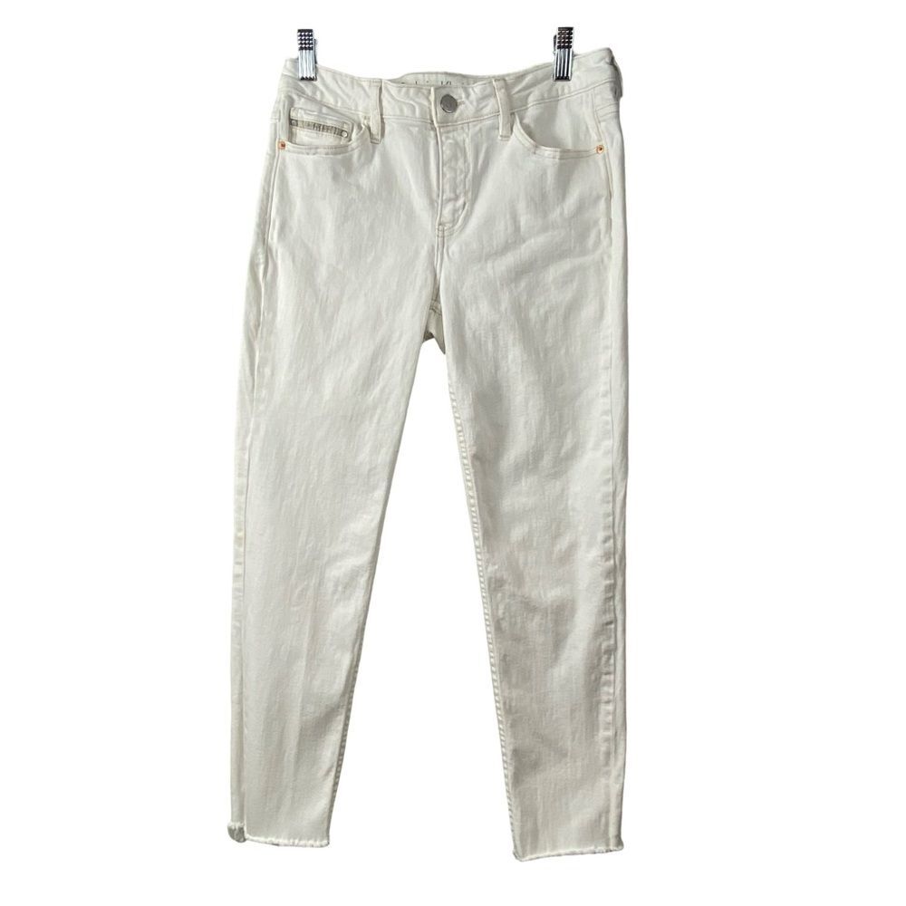 Calvin Klein White Skinny Ankle Jeans Raw Hem Stretch Women Size 30